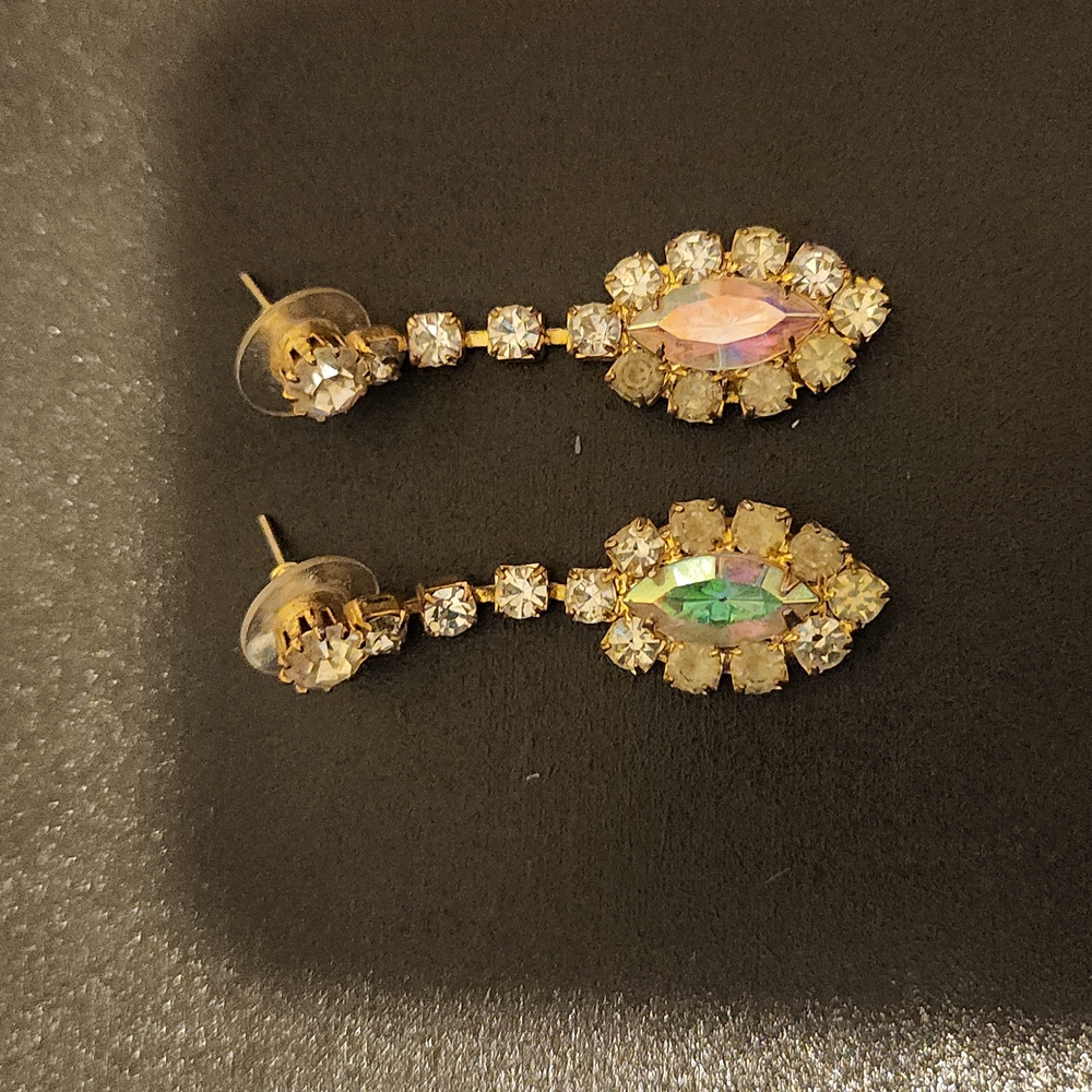 Gold Crystal and AB stone earrings
